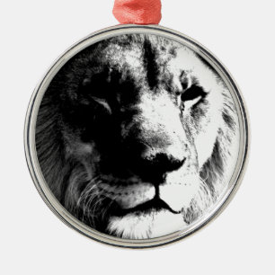 Schwarz-Weiß-Lion Silbernes Ornament