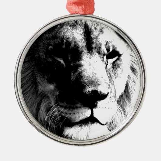 Schwarz-Weiß-Lion Silbernes Ornament (Vorne)