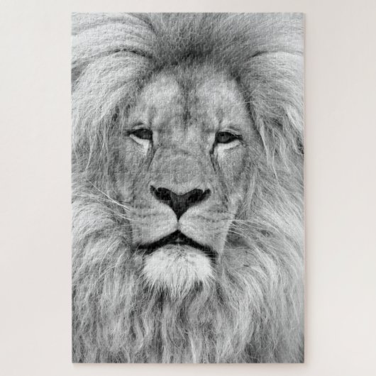 Schwarz-Weiß-Lion - Tiere Art Puzzle (Vertikal)