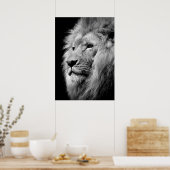 Schwarz-Weiß-Lion / Tierfotografie Kunst Poster (Küche)