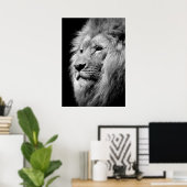 Schwarz-Weiß-Lion / Tierfotografie Kunst Poster (Heimbüro)
