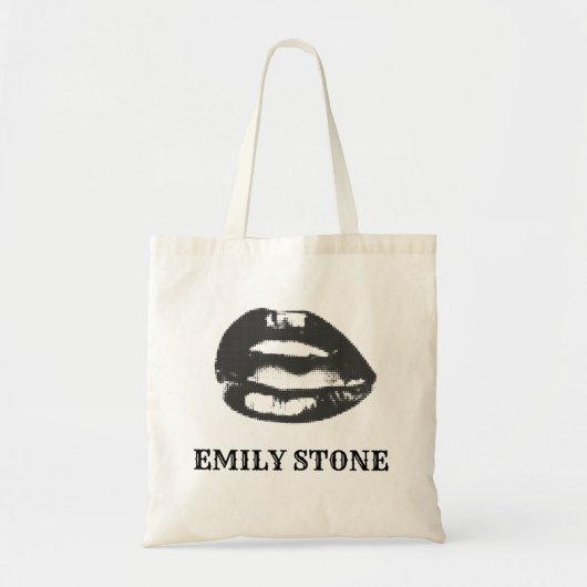 Schwarz-Weiß-Lippen Tote-Beutel Tragetasche (Vorne)
