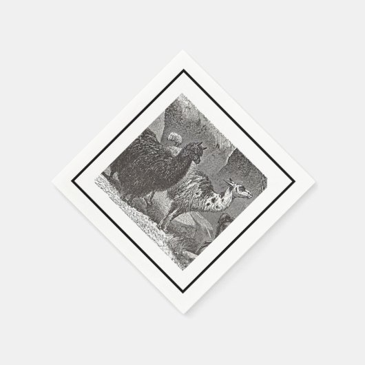 Schwarz-Weiß-Llama Alpaca Andes Serviette (Ecke)