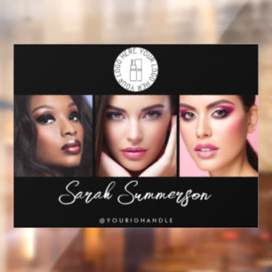Schwarz Weiß Logo 3 Foto Make-up Studio Fensteraufkleber