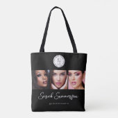Schwarz-Weiß-Logo 3 Foto Make-up-Studio Tasche (Rückseite)