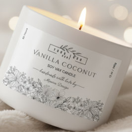 Schwarz-Weiß-Logo Blumenkerze Rechteckiger Aufkleber