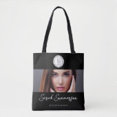 Schwarz-Weiß-Logo-Foto-Makeup-Studio Tasche (Vorderseite)