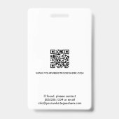 Schwarz Weiß Logo Foto QR-Code Mitarbeiter-ID Gesc Ausweis (Rückseite)