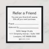 Schwarz-Weiß-Logo hier Empfehlen Sie einem Freund Empfehlungskarte (Vorderseite)