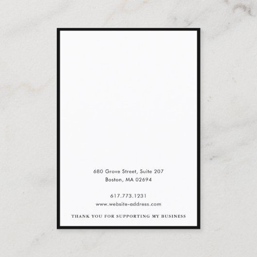 Schwarz-Weiß-Logo l Ohrringe Necklace Juwelier Telefonnummerkarte (Rückseite)