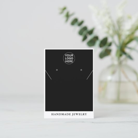 Schwarz-Weiß-Logo l Ohrringe Necklace Juwelier Telefonnummerkarte (Stehend Vorderseite)