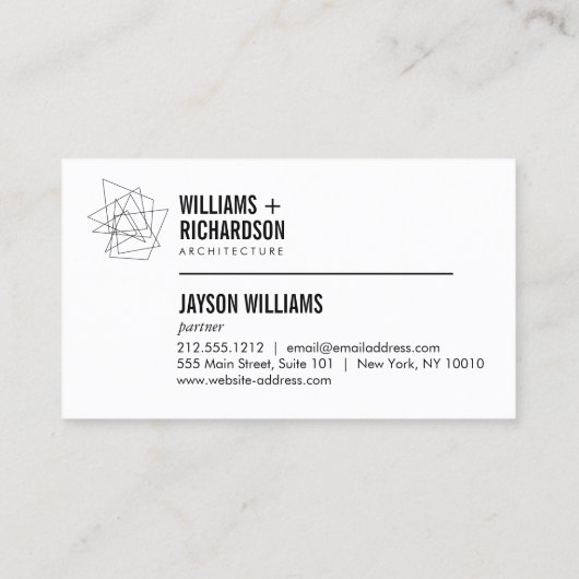 Schwarz/Weiß-Logo mit abstrakter geometrischer Arc Visitenkarte (Rückseite)
