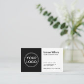 Schwarz-Weiß-Logo modern minimalistisch Visitenkarte (Stehend Vorderseite)