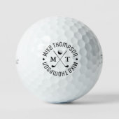 Schwarz-Weiß-Logo-Monogramm für einen Golf-Player Golfball (Vorderseite)