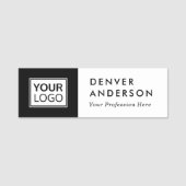 Schwarz-Weiß-Logo, Name und Titel modern Namensschild (Vorderseite)