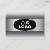 Schwarz-Weiß-Logo Silber-Oval-Rahmen Visitenkarte (Vorderseite)