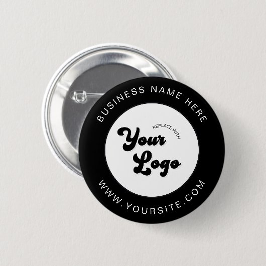 Schwarz-Weiß-Logo-Text für Unternehmen Button (Vorne & Hinten)