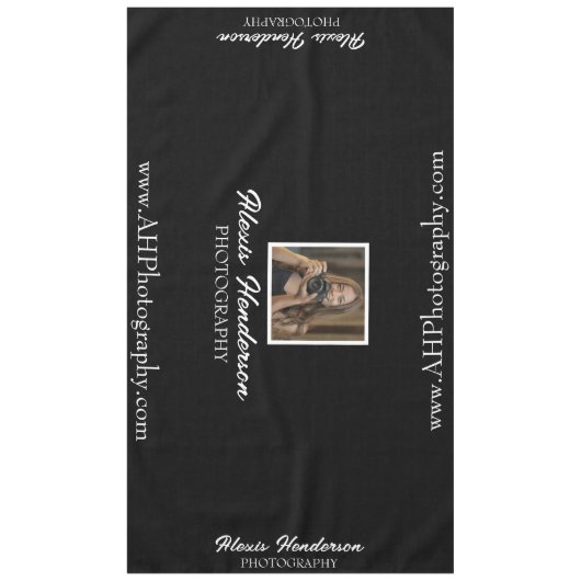 Schwarz-Weiß-Logo und Website-Veranstaltung Tischdecke (Vorderseite)