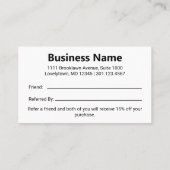 Schwarz-Weiß-Logos für Unternehmen - ein Freund Empfehlungskarte (Rückseite)