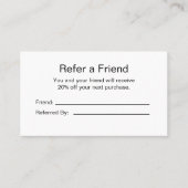 Schwarz-Weiß-Logos für Unternehmen - ein Freund Empfehlungskarte (Vorderseite)