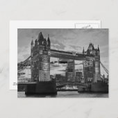 Schwarz-weiß London Tower Bridge British Travel Postkarte (Vorne/Hinten)
