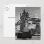 Schwarz-weiß London Tower Bridge British Travel Postkarte (Vorne/Hinten)