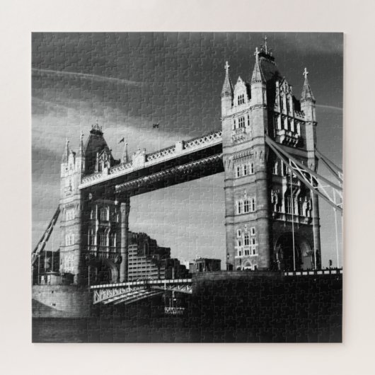 Schwarz-weiß LondonTower Bridge Art Travel Puzzle (Horizontal)