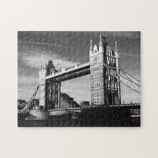 Schwarz-weiß LondonTower Bridge Art Travel Puzzle (Horizontal)