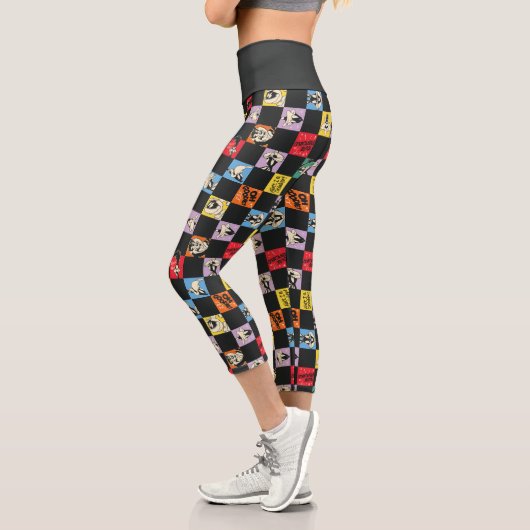 Schwarz-Weiß-LOONEY TUNES™ in bunten Schachbretter Capri Leggings (Links)