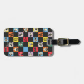 Schwarz-Weiß-LOONEY TUNES™ in bunten Schachbretter Gepäckanhänger (Vorderseite horizontal)
