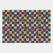 Schwarz-Weiß-LOONEY TUNES™ in bunten Schachbretter Geschenkpapier Set (Vorderseite 2)