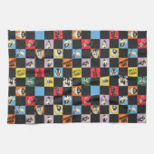 Schwarz-Weiß-LOONEY TUNES™ in bunten Schachbretter Geschirrtuch (Horizontal)