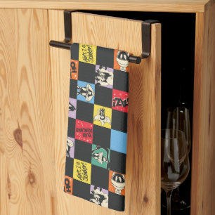 Schwarz-Weiß-LOONEY TUNES™ in bunten Schachbretter Geschirrtuch