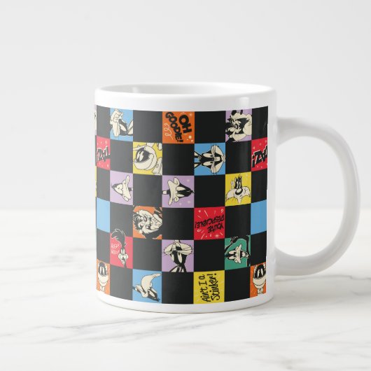 Schwarz-Weiß-LOONEY TUNES™ in bunten Schachbretter Jumbo-Tasse (Rechts)