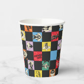 Schwarz-Weiß-LOONEY TUNES™ in bunten Schachbretter Pappbecher (Links)