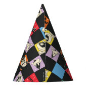 Schwarz-Weiß-LOONEY TUNES™ in bunten Schachbretter Partyhütchen (Rückseite)