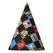 Schwarz-Weiß-LOONEY TUNES™ in bunten Schachbretter Partyhütchen (Links)