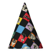 Schwarz-Weiß-LOONEY TUNES™ in bunten Schachbretter Partyhütchen (Rechts)