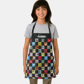 Schwarz-Weiß-LOONEY TUNES™ in bunten Schachbretter Schürze (Insitu)