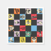 Schwarz-Weiß-LOONEY TUNES™ in bunten Schachbretter Serviette (Vorderseite)