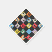 Schwarz-Weiß-LOONEY TUNES™ in bunten Schachbretter Serviette (Ecke)