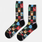 Schwarz-Weiß-LOONEY TUNES™ in bunten Schachbretter Socken (Linkes Detail)
