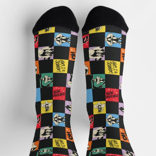Schwarz-Weiß-LOONEY TUNES™ in bunten Schachbretter Socken (Oben)