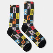 Schwarz-Weiß-LOONEY TUNES™ in bunten Schachbretter Socken (Rechts)
