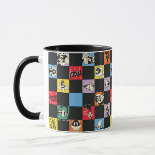 Schwarz-Weiß-LOONEY TUNES™ in bunten Schachbretter Tasse