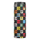 Schwarz-Weiß-LOONEY TUNES™ in bunten Schachbretter Thermosbecher (Rückseite)