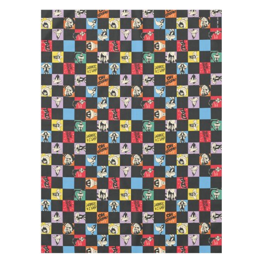 Schwarz-Weiß-LOONEY TUNES™ in bunten Schachbretter Tischdecke (Vorderseite)