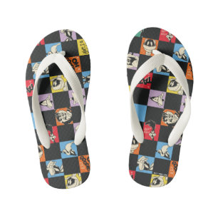 Schwarz-Weiß LOONEY TUNES™ in farbenfrohem Schachb Kinderbadesandalen