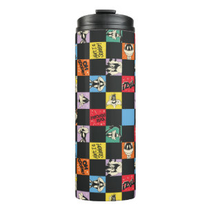 Schwarz-Weiß LOONEY TUNES™ in farbenfrohem Schachb Thermosbecher
