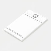 Schwarz-Weiß-Lorbeer-Monogramm Kleine Punkte Post-it Klebezettel (angewinkelt)